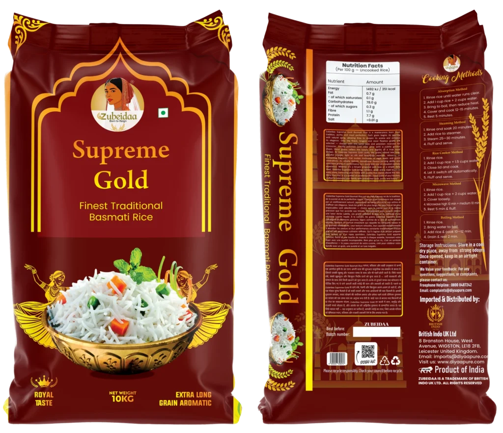 Zubeidaa Supreme Gold Basmati Rice Mock Up Image